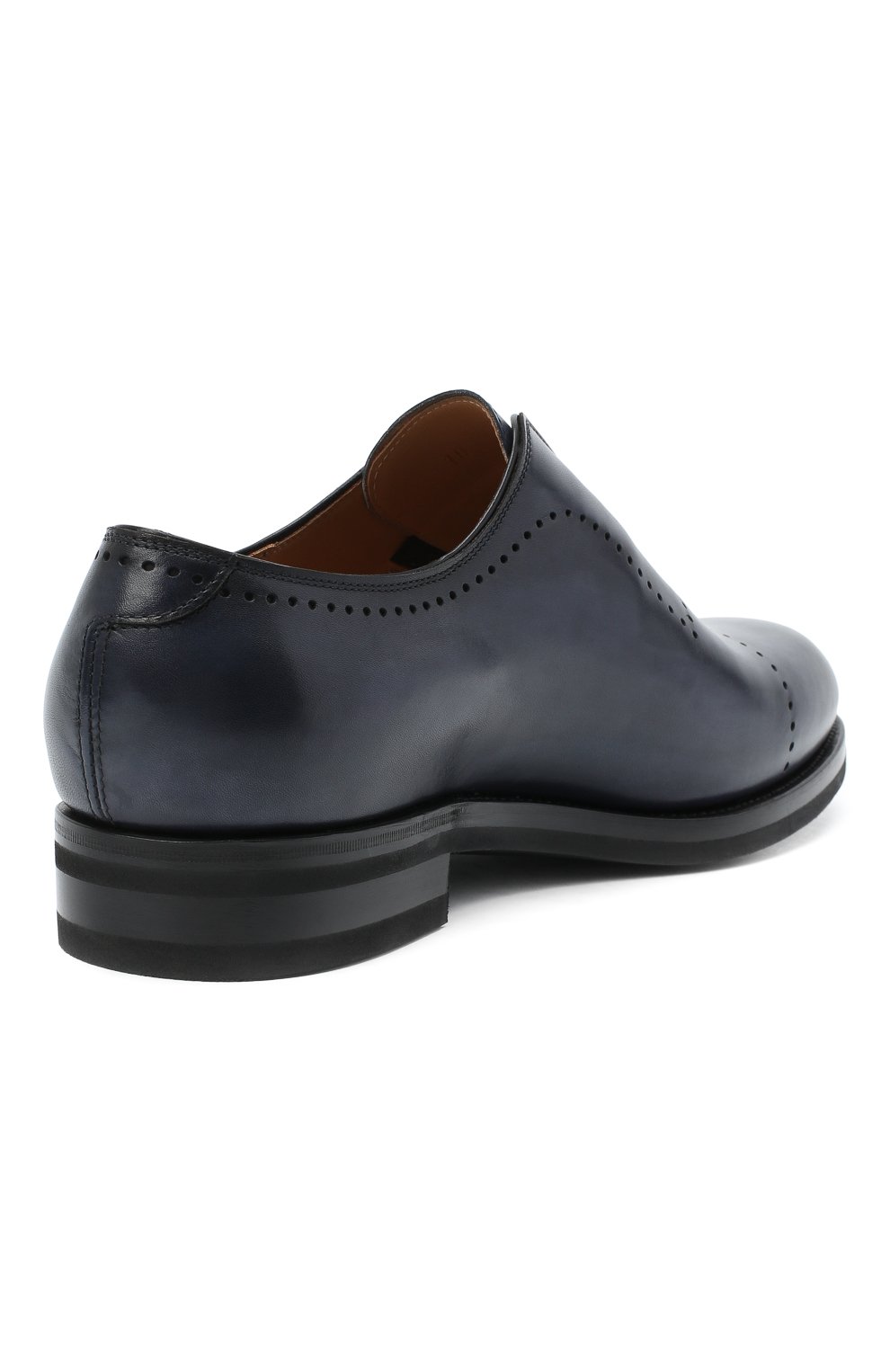 Мужские кожаные оксфорды KITON темно-синего цвета, арт. USSMARIN00100 | Фото 4 (Мужское Кросс-КТ: Броги-обувь; Материал внутренний: Натуральная кожа; Стили: Классический)