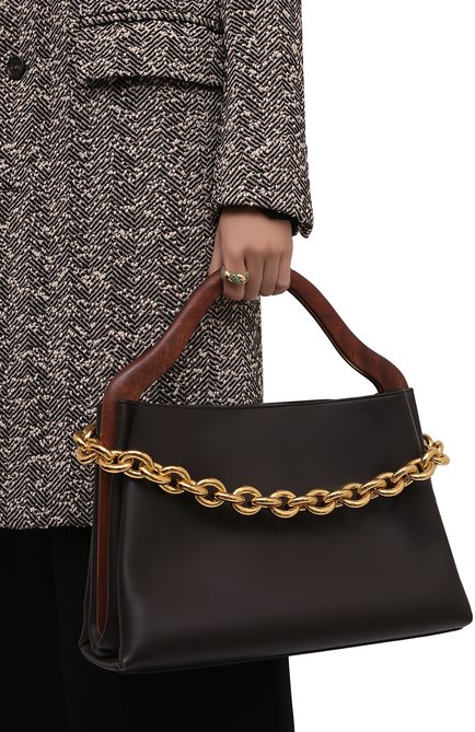 Женская сумка mount small BOTTEGA VENETA темно-коричневого цвета, арт. 667410/V12J2 | Фото 2 (Материал: Натуральная кожа; Размер: small; Сумки-технические: Сумки top-handle)