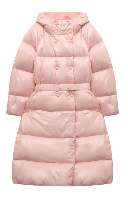Детское пуховое пальто EMPORIO ARMANI розового цвета по цене 32500 руб., арт. 6K3L08/1NWPZ | Фото 1