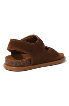Детские кожаные сандалии DOLCE & GABBANA коричневого цвета, арт. DA5131/AA450/24-28 | Фото 3 (Материал внутренний: Натуральная кожа)