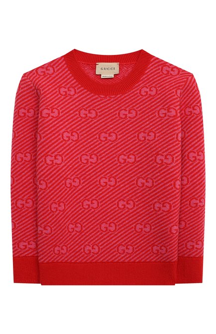 Детский шерстяной пуловер GUCCI красного цвета по цене 52450 руб., арт. 638305/XKBNH | Фото 1