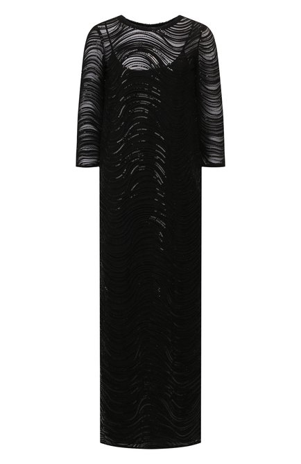 Женское платье EMPORIO ARMANI черного цвета, арт. 4NA51R/49917 | Фото 1 (Рукава: 3/4; Материал внешний: Синтетический материал; Материал подклада: Синтетический материал; Статус проверки: Проверено, Проверена категория; Случай: Повседневный; Длина Ж (юбки, платья, шорты): Макси; Женское Кросс-КТ: Платье-одежда)