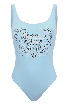 Женский слитный купальник MOSCHINO светло-голубого цвета, арт. 231V2/V4945/4901 | Фото 1 (Длина Ж (юбки, платья, шорты): Мини; Материал внешний: Синтетический материал; Материал сплава: Проставлено; Женское Кросс-КТ: Слитные купальники; Драгоценные камни: Проставлено)