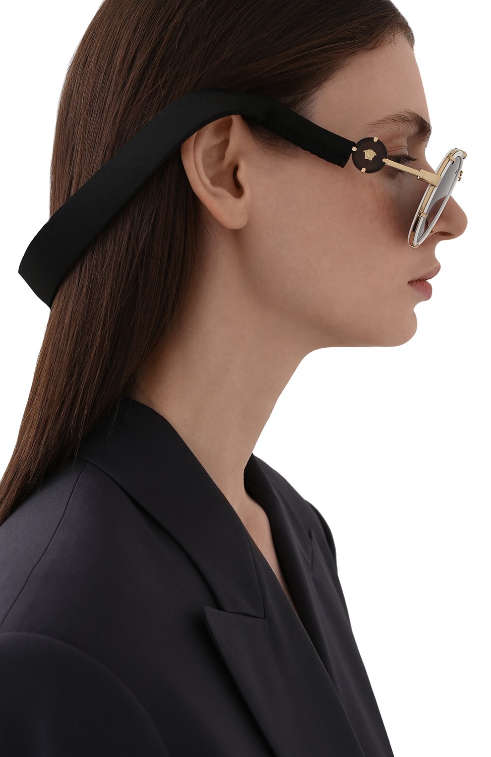 Женские солнцезащитные очки VERSACE белого цвета, арт. 2232-147187 | Фото 6 (Тип очков: С/з; Очки форма: Авиаторы)