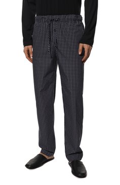 Мужские хлопковые домашние брюки HANRO ч ерно-белого цвета, арт. 075436. | Фото 3 (Длина (брюки, джинсы): Стандартные; Кросс-КТ: домашняя одежда; Материал внешний: Хлопок)