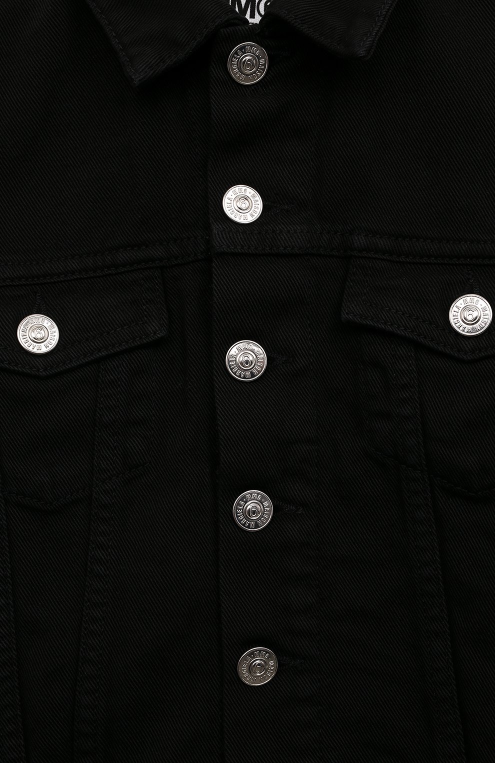 Детская джинсовая куртка MM6 черного цвета, а рт. M60374-MM016 | Фото 3 (Рукава: Длинные; Материал сплава: Проставлено; Материал внешний: Хлопок; Драгоценные камни: Проставлено)