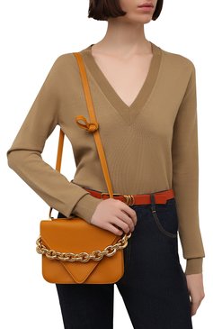 Женская сумка mount small BOTTEGA VENETA желтого цвета, арт. 667399/V12M0 | Фото 4 (Сумки-технические: Сумки через плечо; Материал: Натуральная кожа; Ремень/цепочка: На ремешке; Размер: small)