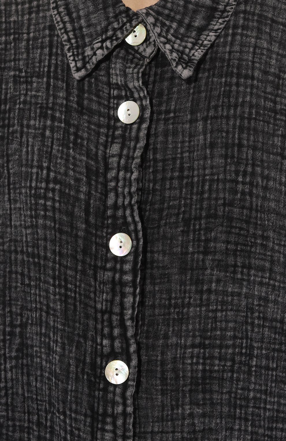 Женская хлопковая рубашка ELECTRIC&ROSE темно-серого цвета, арт. LFCV173ACI | Фото 5 (Рукава: Длинные; Принт: Без принта; Женское Кросс-КТ: Рубашка-одежда; Длина (для топов): Удлиненные; Материал спла ва: Проставлено; Материал внешний: Хлопок; Драгоценные камни: Проставлено; Стили: Кэжуэл)