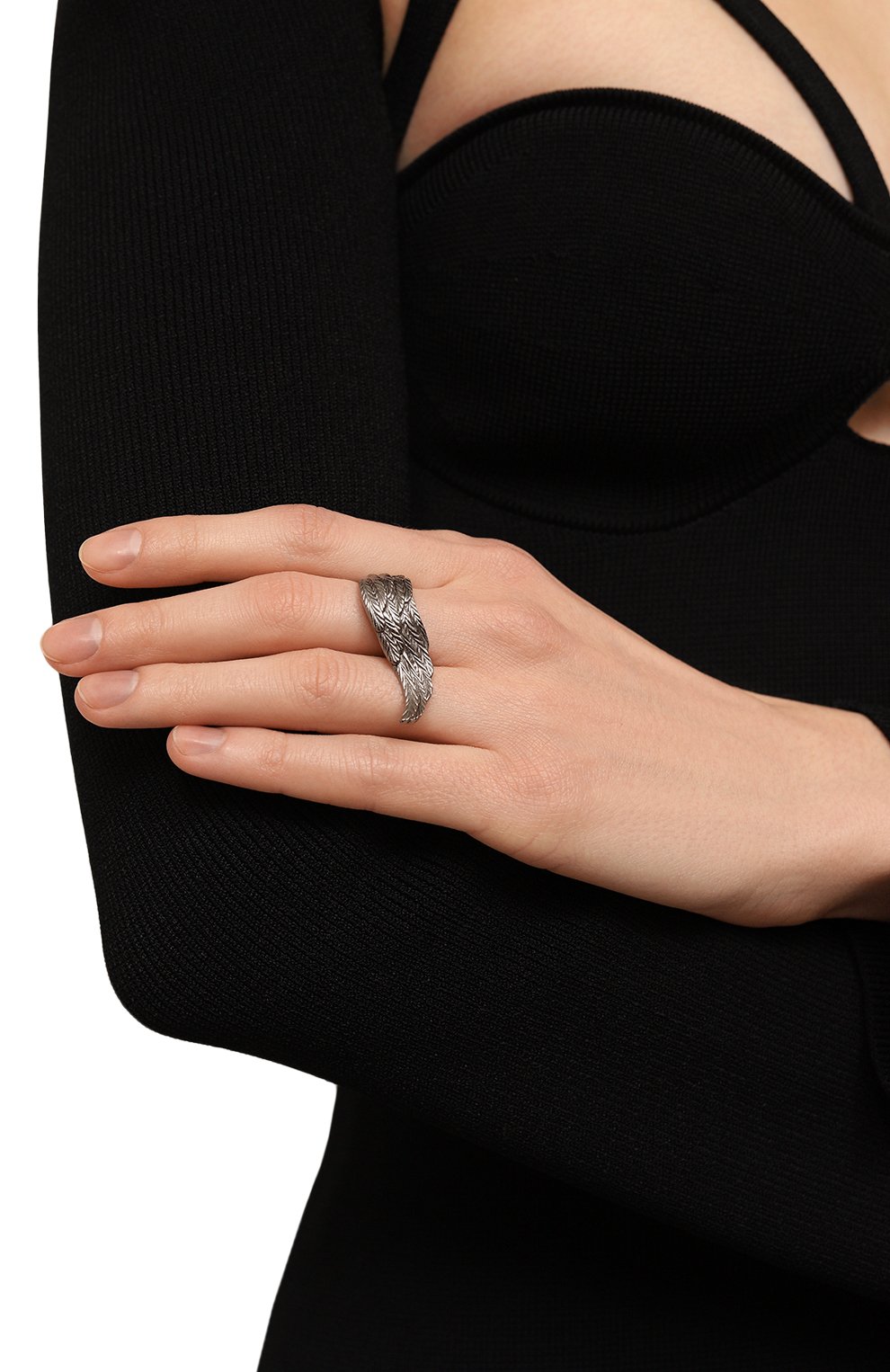 Женское кольцо-крыло drowning to embrace CAVIAR JEWELLERY серебряного цвета, арт. DTE010B | Фото 2 (Материал: Металл)