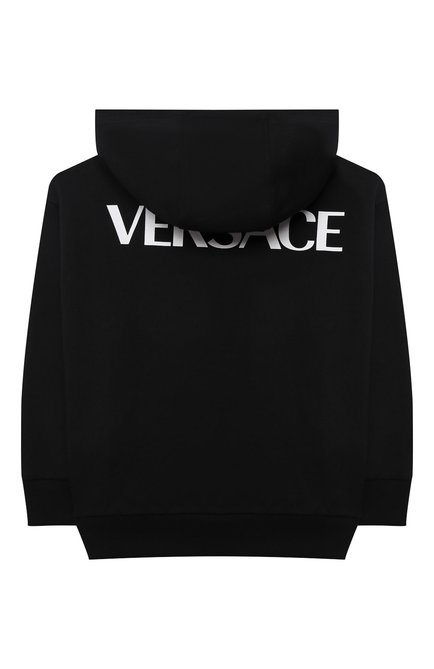 Детский хлопковое худи VERSACE черного цвета, арт. 1001677/1A01377/8A-14A | Фото 2 (Материал внешний: Хлопок; Рукава: Длинные; Мальчики Кросс-КТ: Толстовка-одежда, Худи-одежда; Ростовка одежда: 10 - 11 лет | 140 - 146см, 12 лет | 152 см, 16 лет | 164 см, 8 лет | 128 см)