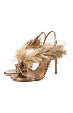 Женские золотые кожаные босоножки GIANVITO ROSSI купить в интернет ...