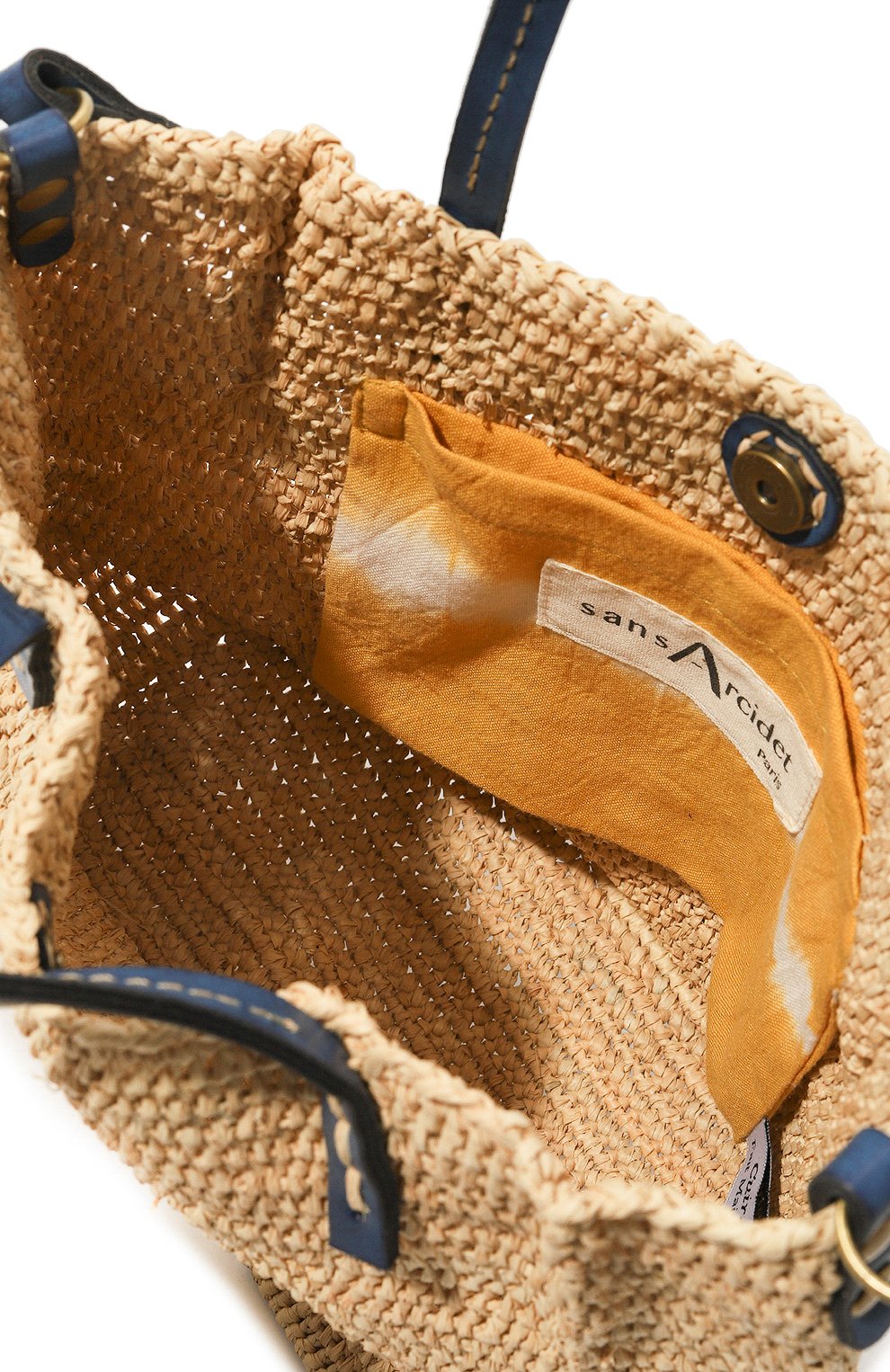 Женская сумка SANS-ARCIDET светло-бежевого цвета, арт. CAMIN0 BAG/XS | Фото 5 (Женское Кросс-КТ: Сумка-пляжные сумки; Материал сплава: Проставлено; Нос: Не проставлено; Материал: Растительное волокно; Драгоценные камни: Проставлено; Размер: small)
