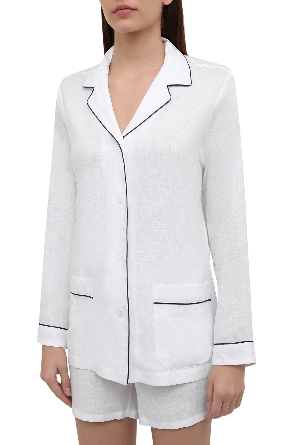 Женская льняная пижама LORO PIANA белого цвета, арт. FAL1538 | Фото 2 (Региональные ограничения белый список (Axapta Mercury): RU; Материал внешний: Лен)