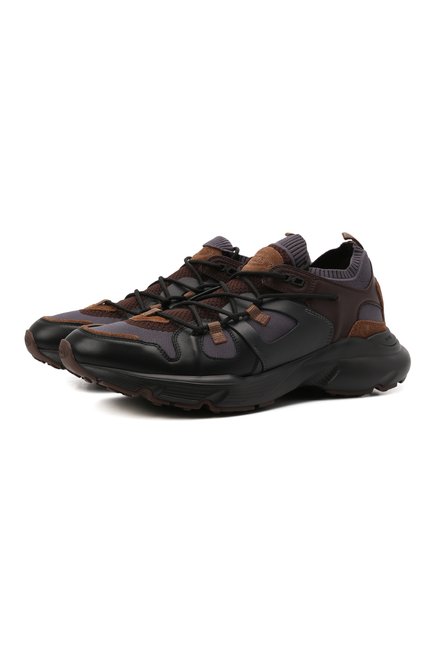 Мужские комбинированные кроссовки TOD’S коричневого цвета по цене 75050 руб., арт. XXM54C0EN00Q88 | Фото 1