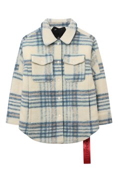 Детская шерстяная куртка-рубашка AFTER LABEL синего цвета, арт. 344100033/6A-8A | Фото 1 (Материал внешний: Шерсть, Синтетический материал; Рукава: Длинные; Материал сплава: Проставлено; Материал подклада: Синтетический материал; Драгоценные камни: Проставлено)