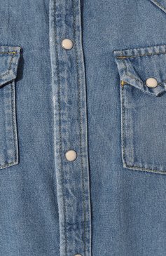 Женская джинсовая рубашка RE/DONE голубого цвета, арт. 158-1WCWS | Фото 5 (Рукава: Длинные; Кросс-КТ: Деним; Принт: Без принта; Женское Кросс-КТ: Рубашка-одежда; Длина (для топов): Стандартные; Стили: Гранж; Материал внешний: Хлопок, Деним)