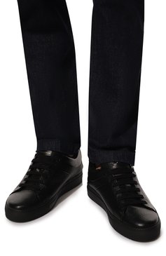 Мужские кожаные кеды CAMERLENGO черного цвета, арт. 16110 | Фото 3 (Материал внешний: Кожа; Материал утеплителя: Натуральный мех; Материал внутренний: Натуральная кожа; Стили: Классический)