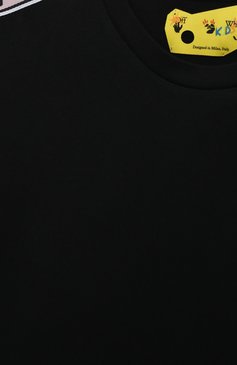 Детская хлопковая футболка OFF-WHITE черного цвета, арт. OGAA008C99JER0011010 | Фото 3 (Девочки Кросс-КТ: футболка-одежда; Рукава: Короткие; Материал сплава: Проставлено; Материал внешний: Хлопок; Драгоценные камни: Проставлено; Ростовка одежда: 8 лет | 128 см, 10 - 11 лет | 140 - 146см, 12 лет | 152 см)