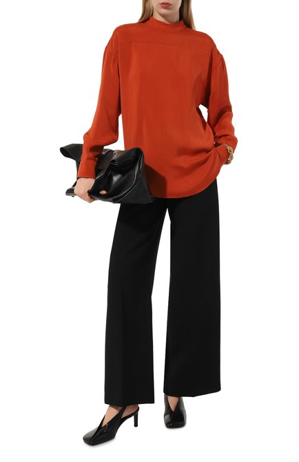 Женская хлопковая блузка COLVILLE оранжевого цвета, арт. CVS24700 | Фото 2 (Материал внешний: Хлопок; Материал сплава: Проставлено; Драгоценные камни: Проставлено; Длина (для топов): Стандартные; Рукава: Длинные)
