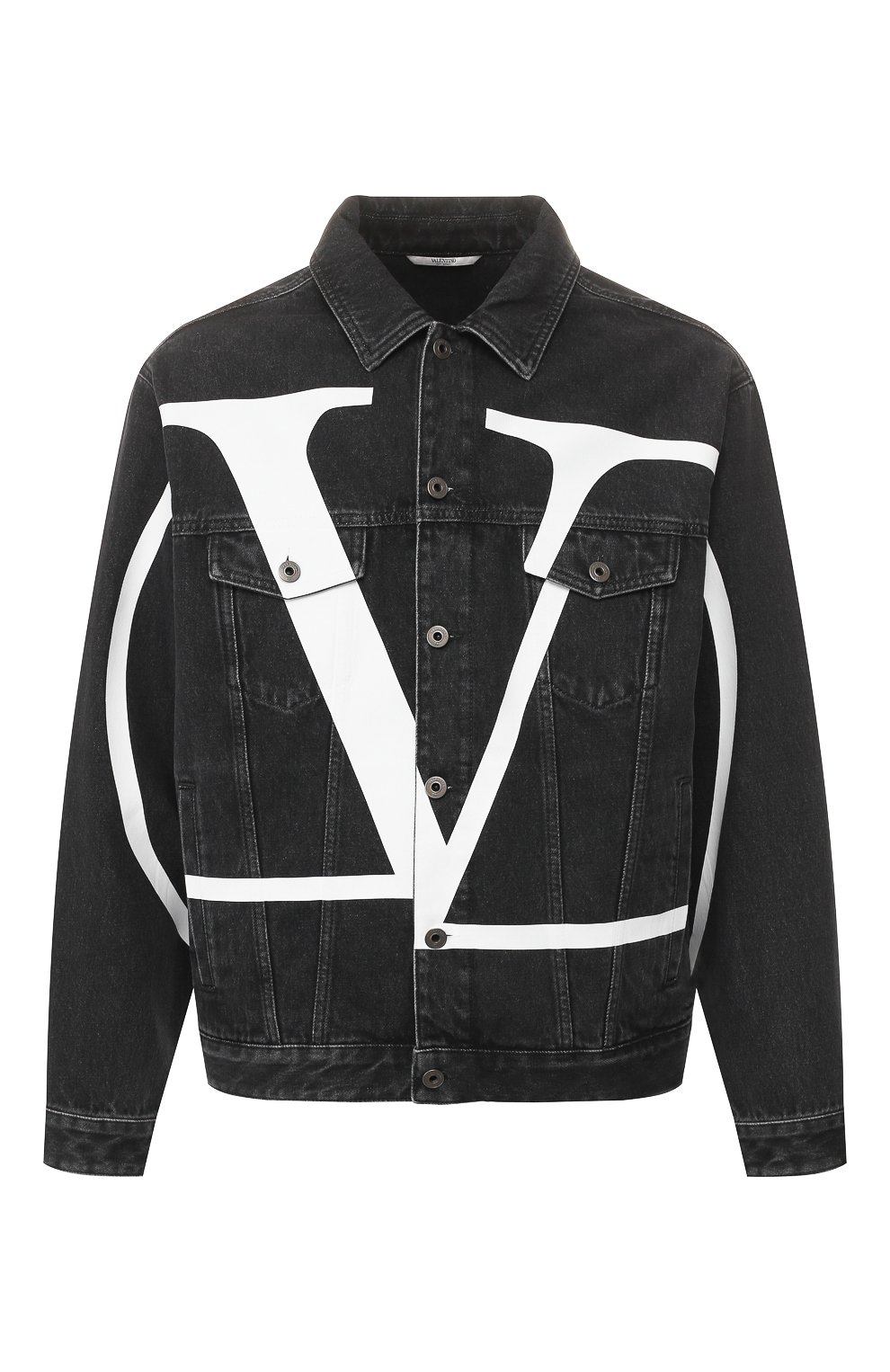 Мужская джинсовая куртка VALENTINO черно-белого цвета, арт. TV3DC00K606 | Фото 1 (Кросс-КТ: Куртка, Деним; Рукава: Длинные; Материал внешний: Хлопок, Деним; Мужское Кросс-КТ: Верхняя одежда; Длина (верхняя одежда): Короткие)