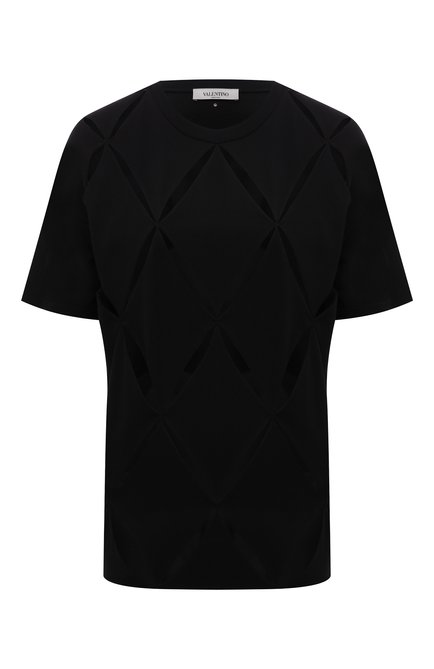 Женская хлопковая футболка VALENTINO черного цвета по цене 169500 руб., арт. WB0MG15J6QN | Фото 1