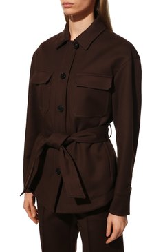 Женская хлопковая куртка WINDSOR темно-коричневого цвета, арт. 52 DJ801 10012270 | Фото 3 (Кросс-КТ: Куртка; Рукава: Длинные; Материал внешний: Хлопок; Длина (верхняя одежда): Короткие; Стили: Кэжуэл)