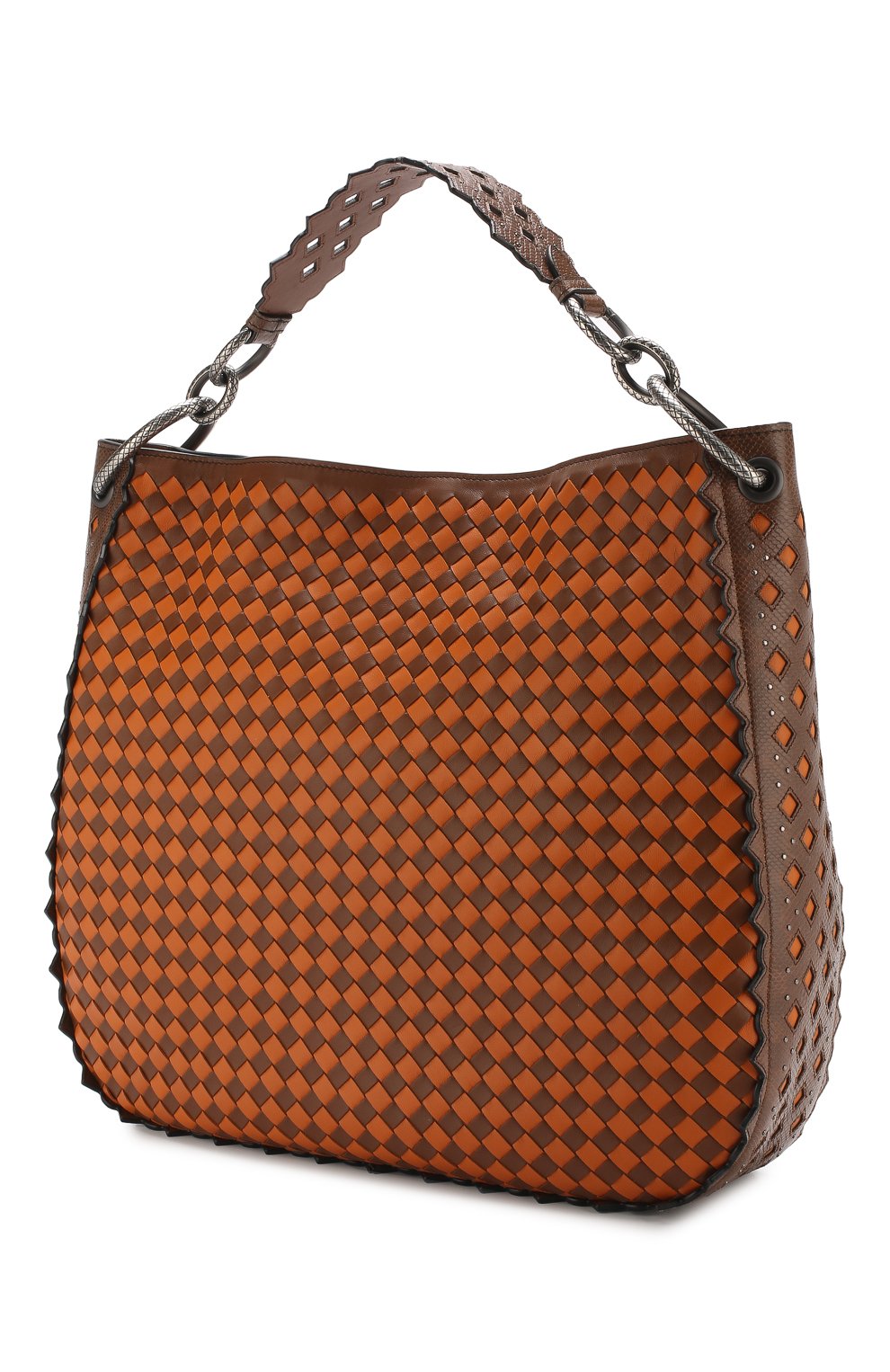 Женская сумка loop BOTTEGA VENETA оранжевого цвета, арт. 549801/VC0M8 | Фото 3 (Сумки-технические: Сумки top-handle; Материал: Натуральная кожа; Материал сплава: Проставлено, Проверено; Статус проверки: Проверено, Проверена категория; Драгоценные камни: Проставлено; Размер: large)