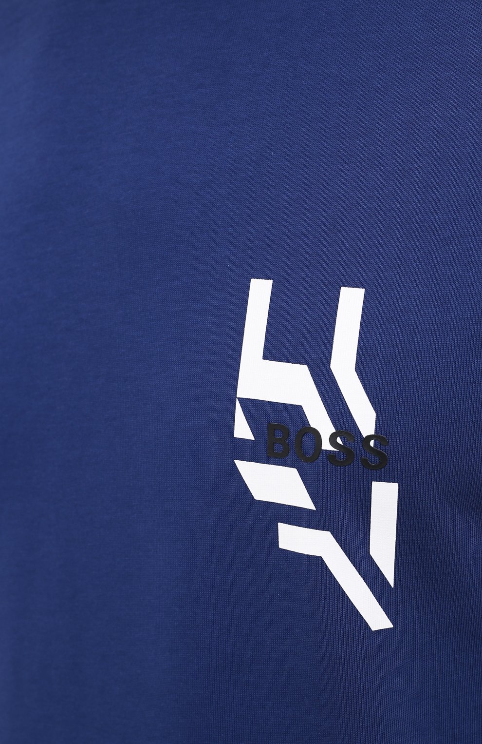 Мужская хлопковая футболка BOSS синего цвета, арт. 50432075 | Фото 5 (Рукава: Короткие; Длина (для топов): Стандартные; Принт: С принтом; Мужское Кросс-КТ: Футболка-одежда; Материал внешний: Хлопок; Стили: Кэжуэл)