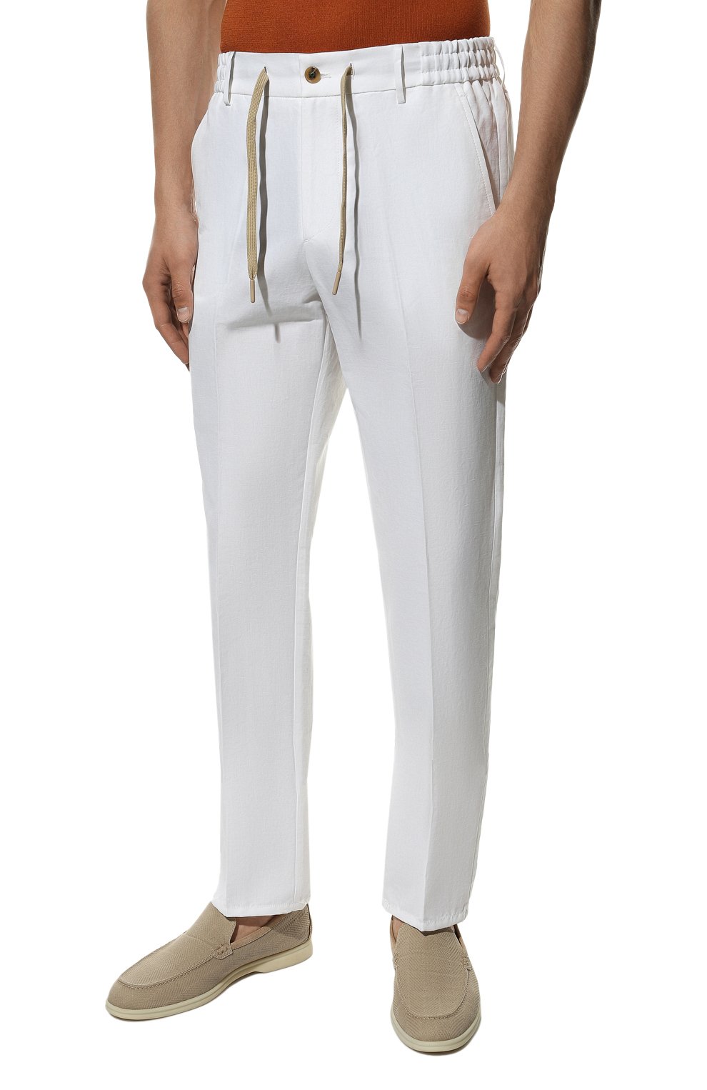Мужские брюки из хлопка и льна BERWICH белого цвета, арт. SPIAGGIA/1/SB1534 | Фото 3 (Случай: Повседневный; Материал внешний: Хлопок, Лен; Стили: Кэжуэл)
