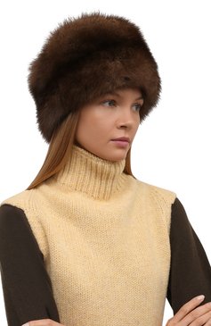 Женская шапка-кубанка марина из меха соболя и норки FURLAND коричневого цвета, арт. 0195119710002100002 | Фото 2 (Материал: Натуральный мех)
