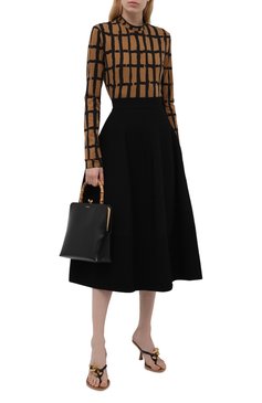 Женская юбка ALEXANDER MCQUEEN черного цвета, арт. 667829/Q1AVN | Фото 2 (Материал внешний: Синтетический материал, Вискоза; Женское Кросс-КТ: Юбка-одежда; Длина Ж (юбки, платья, шорты): Миди; Стили: Романтичный)