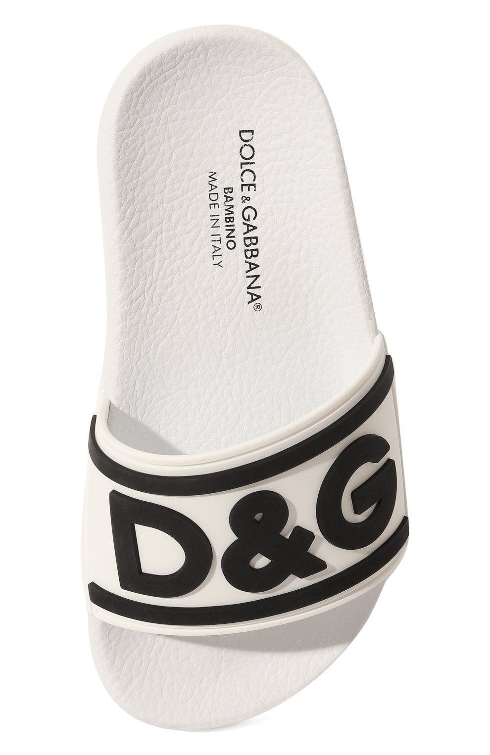 Детский шлепанцы DOLCE & GABBANA черно-белого цвета, арт. DD0320/AQ858/24-28 | Фото 4 (Материал внешний: Экокожа)