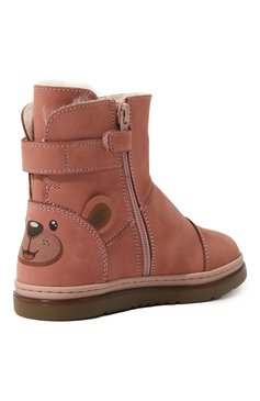 Детские кожаные ботинки WALKEY розового цвета, арт. Y1A5-42871-1141302/25-29 | Фото 3 (Материал утеплителя: Натуральный мех; Материал сплава: Проставлено; Нос: Не проставлено)