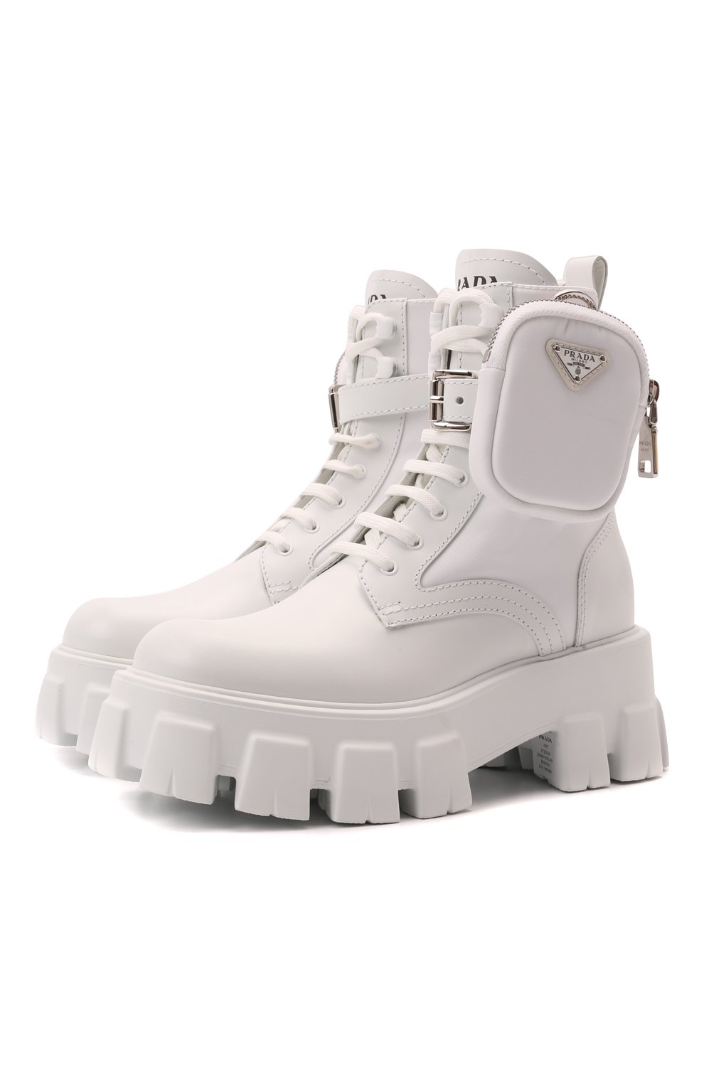 Женские белые комбинированные ботинки monolith PRADA купить винтернет-магазине ЦУМ, арт. 1T255M-3LJS-F0009-B055