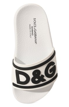 Детский шлепанцы DOLCE & GABBANA черно-белого цвета, арт. DD0320/AQ858/24-28 | Фото 4 (Материал внешний: Экокожа)