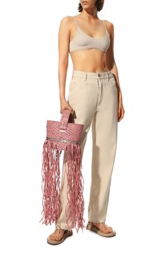 Женская сумка-корзинка SEYANA светло-розового цвета, арт. СУМКА01 | Фото 7 (Сумки-технические: Сумки top-handle; Материал: Растительное волокно; Ремень/цепочка: На  ремешке; Размер: small)