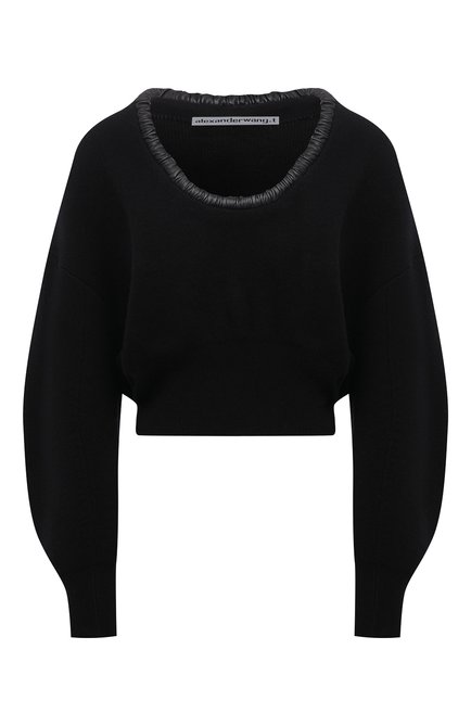 Женский пуловер из шерсти и кашемира ALEXANDER WANG черного цвета по цене 79950 руб., арт. 1KC1221054 | Фото 1