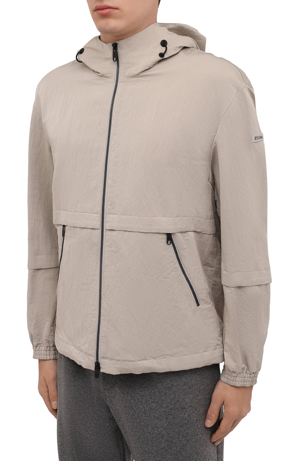 Мужская куртка Z ZEGNA светло-бежевого цвета, арт. VZ005/ZZ123 | Фото 3 (Кросс-КТ: Куртка, Ветровка; Рукава: Длинные; Материал внешний: Синтетический материал; Материал подклада: Синтетический материал; Длина (верхняя одежда): Короткие; Стили: Кэжуэл)