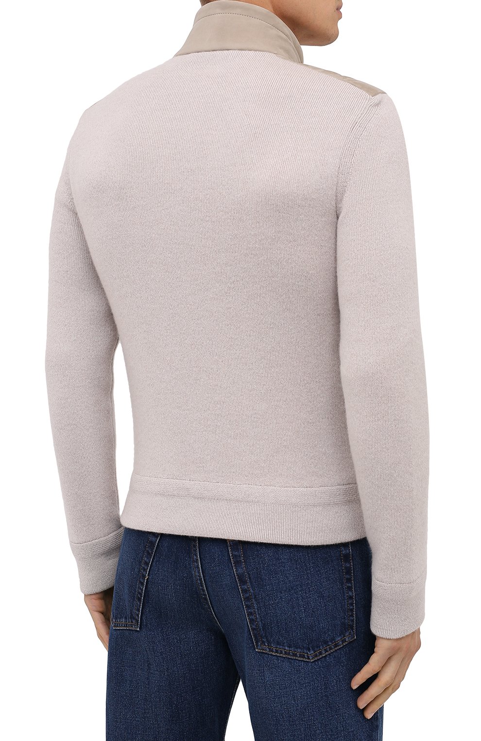 Мужской комбинированный кардиган ERMENEGILDO ZEGNA светло-бежевого цвета, арт. UVPNP/V168 | Фото 5 (Мужское Кросс-КТ: Кардиган-одежда; Рукава: Длинные; Длина (для топов): Стандартные; Материал внешний: Кашемир, Натуральная кожа; Материал подклада: Синтетический материал; Материал утеплителя: Пух и перо; Стили: Кэжуэл)