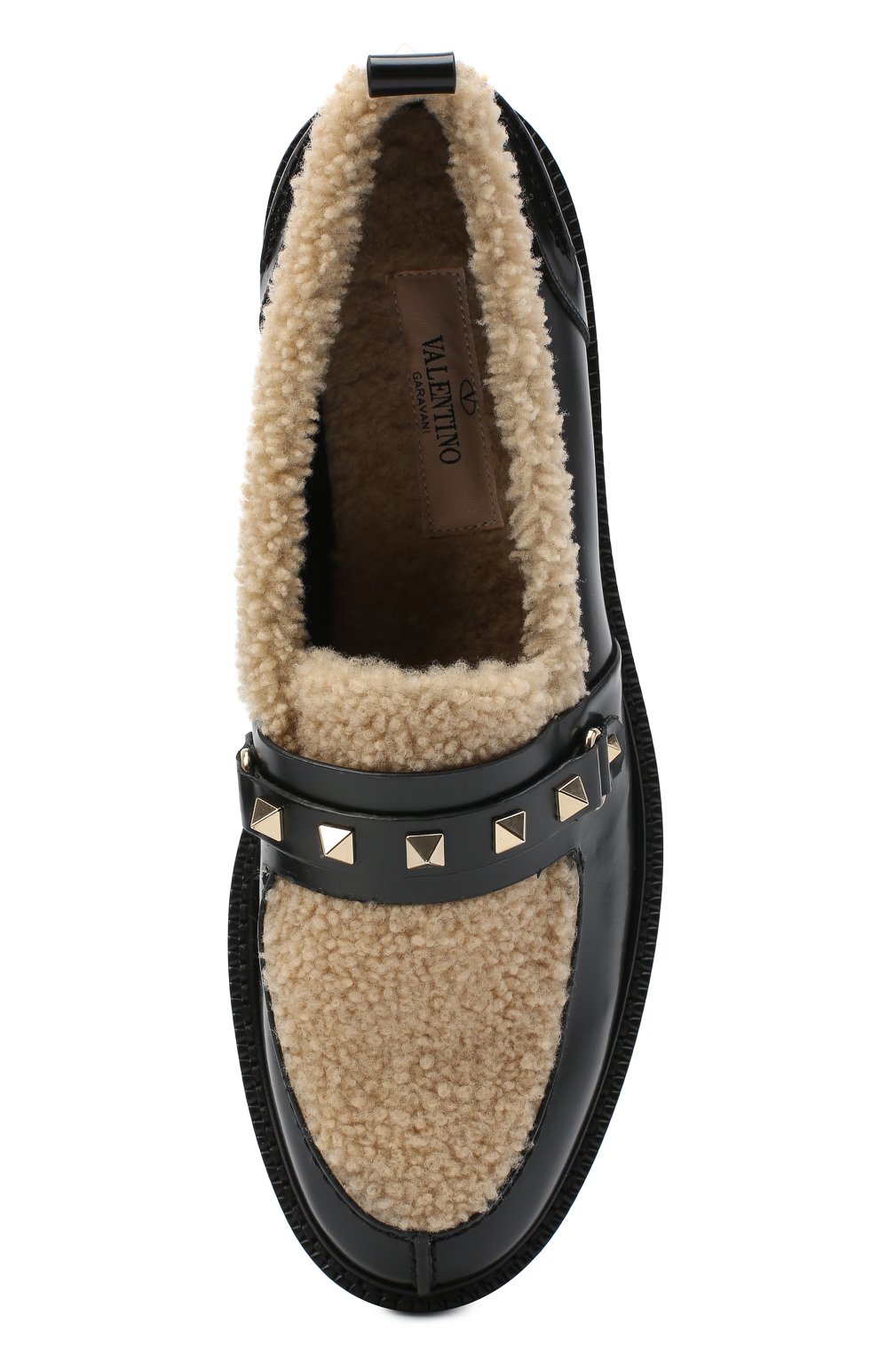 Женские черные кожаные лоферы rockstud VALENTINO купить в интернет ...