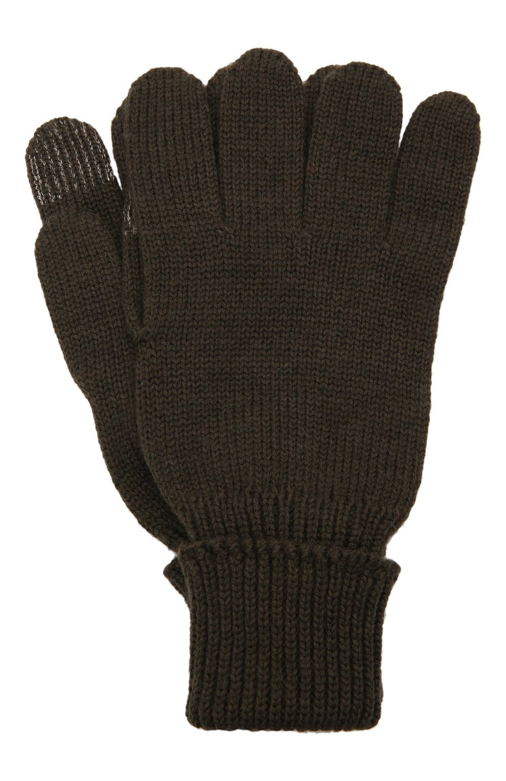 Детские шерстяные перчатки IL TRENINO хаки цвета, арт. 21 4056 | Фото 1 (Материал: Текстиль, Шерсть)