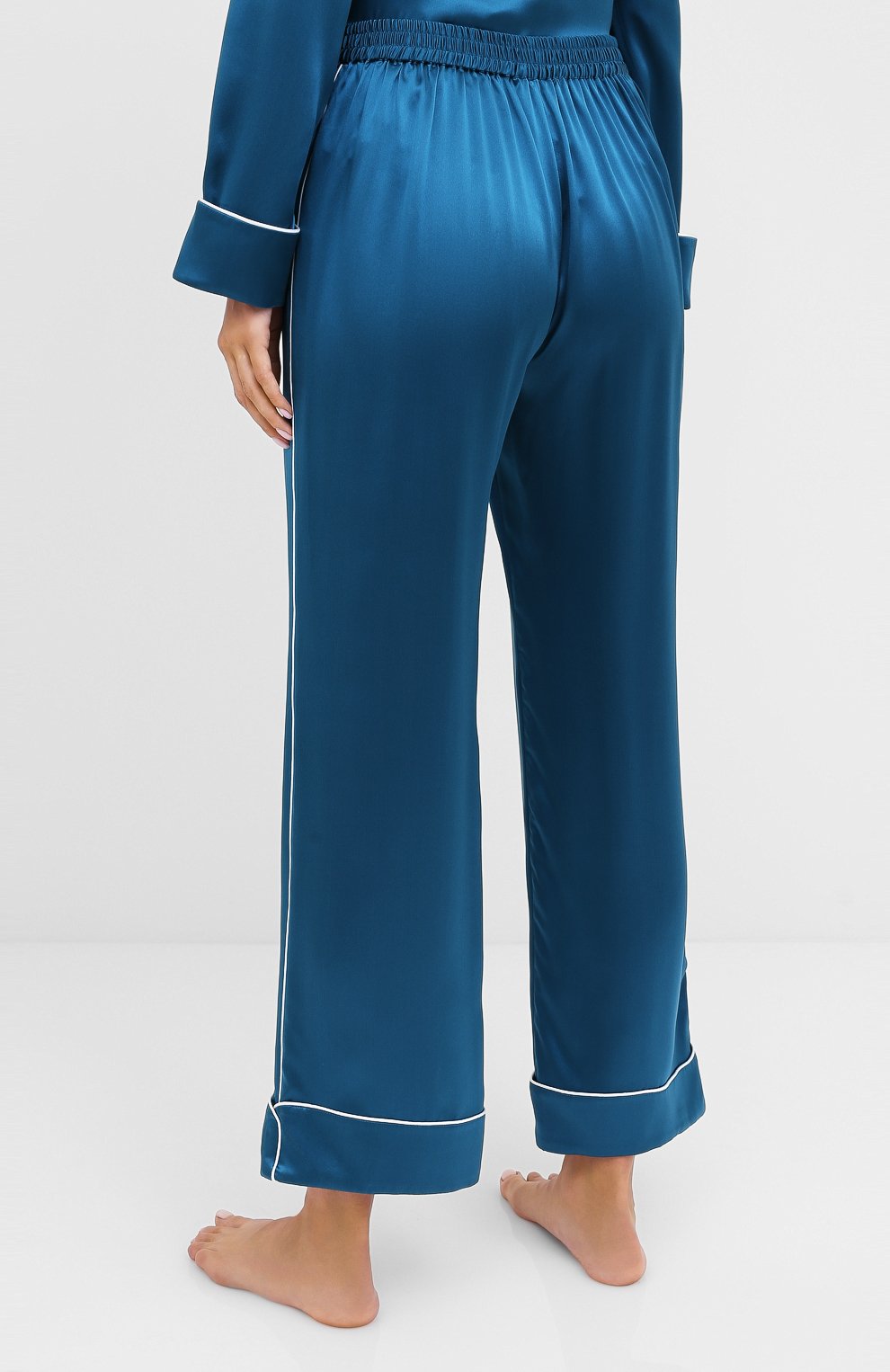 Женская шелковая пижама OLIVIA VON HALLE синего цвета, арт. PS2016 | Фото 5 (Материал внешний: Шелк)