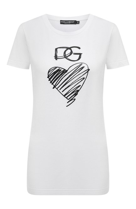 Женская хлопковая футболка DOLCE & GABBANA белого цвета по цене 41900 руб., арт. F8L99T/G7XAY | Фото 1