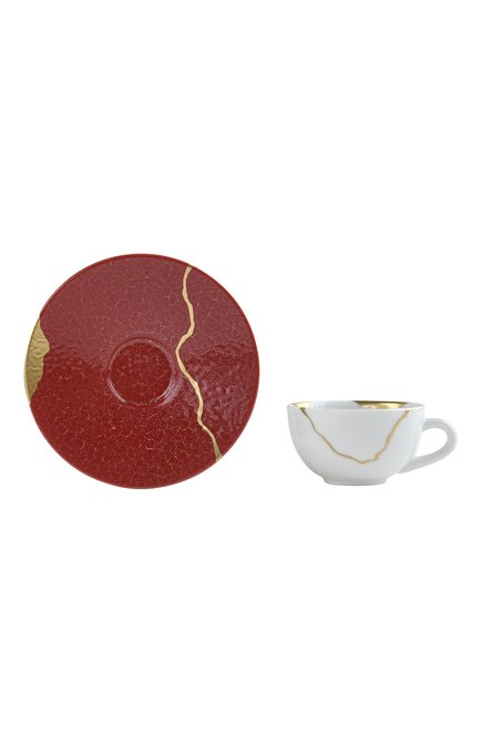 Кофейная чашка с блюдцем kintsugi rouge empereur BERNARDAUD красного цвета, арт. 1977/21509 | Фото 2 (Ограничения доставки: fragile-2)
