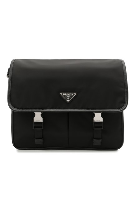 Мужская текстильная сумка PRADA черного цвета, арт. 2VD768-2DMH-F0002-OLO | Фото 1 (Ремень/цепочка: На ремешке; Материал: Текстиль; Размер: medium)