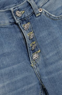 Детские джинсы с потертостями DONDUP голубого цвета, арт. YP276B/DF0228B/V16 | Фото 3 (Материал внешний: Хлопок; Кросс-КТ: джинсы; Детали: Потертости; Статус проверки: Проверена категория)