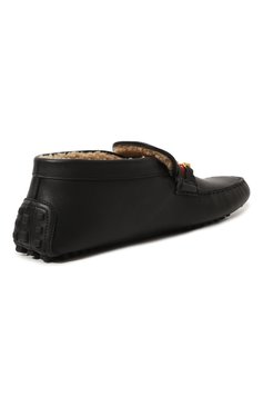 Мужские кожаные мокасины GUCCI черного цвета, арт. 643501 1XH20 | Фото 5 (Подошва: Плоская; Стили: Кэжуэл)