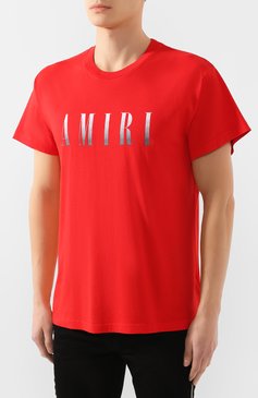 Мужская хлопковая футболка AMIRI красного цвета, арт. S0M03337CJ | Фото 3 (Рукава: Короткие; Длина (для топов): Стандартные; Стили: Гранж; Принт: С принтом; Материал внешний: Хлопок)