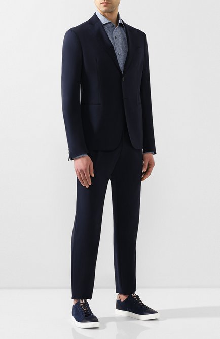 Мужской шерстяной костюм GIORGIO ARMANI темно-синего цвета по цене 215500 руб., арт. 0SGAV018/T01GU | Фото 1