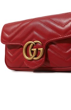 Женская сумка gg marmont super mini GUCCI бордового цвета, арт. 476433 DSVRT | Фото 3 (Сумки-технические: Сумки через плечо; Материал: Натуральная кожа; Размер: mini; Ремень/цепочка: На ремешке)